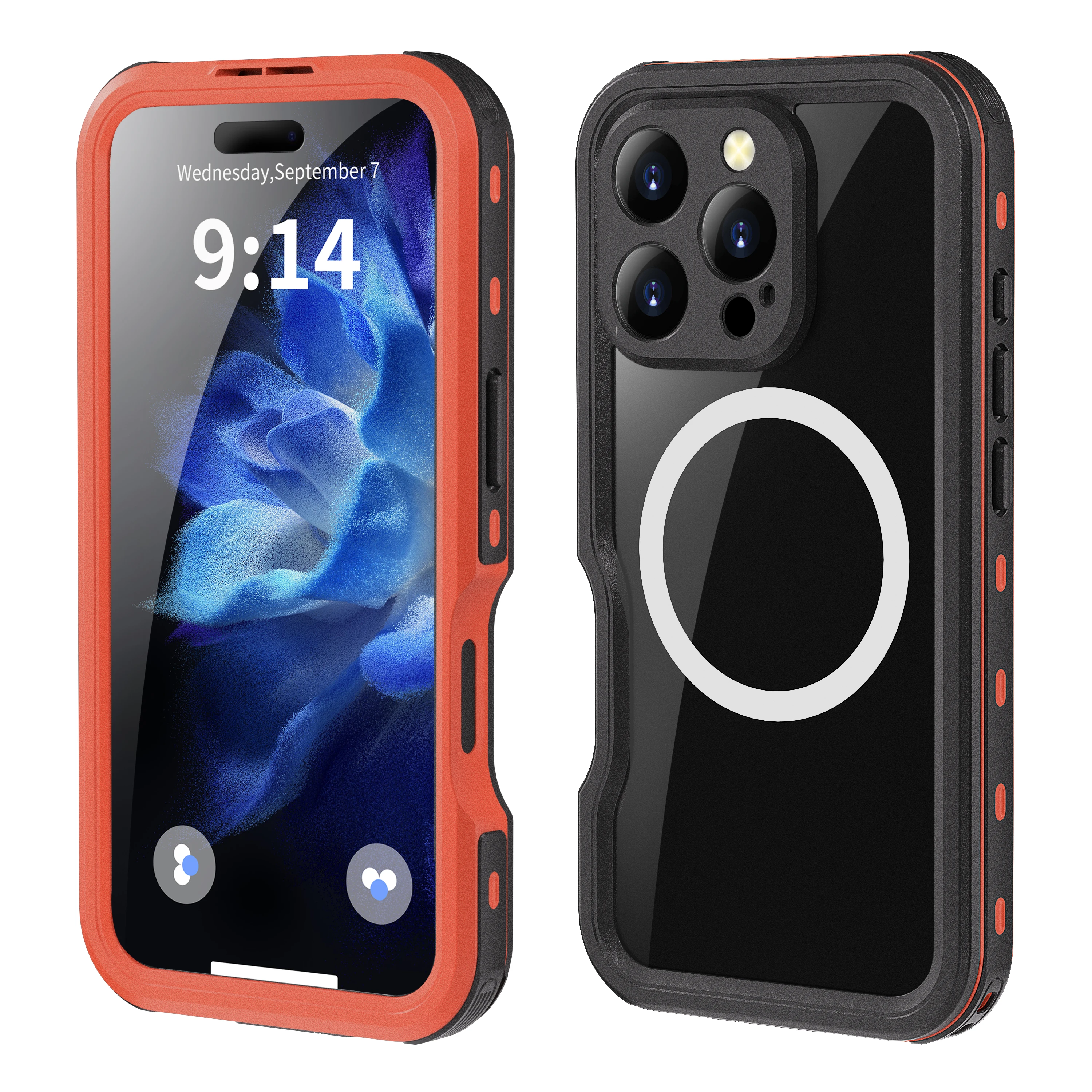 Waterproof Case for iPhone 16 Pro Max Shockproof Transparent, Magsafe, Magnetic Case, Roll Button, Taking Photo, Dustproof, IP68