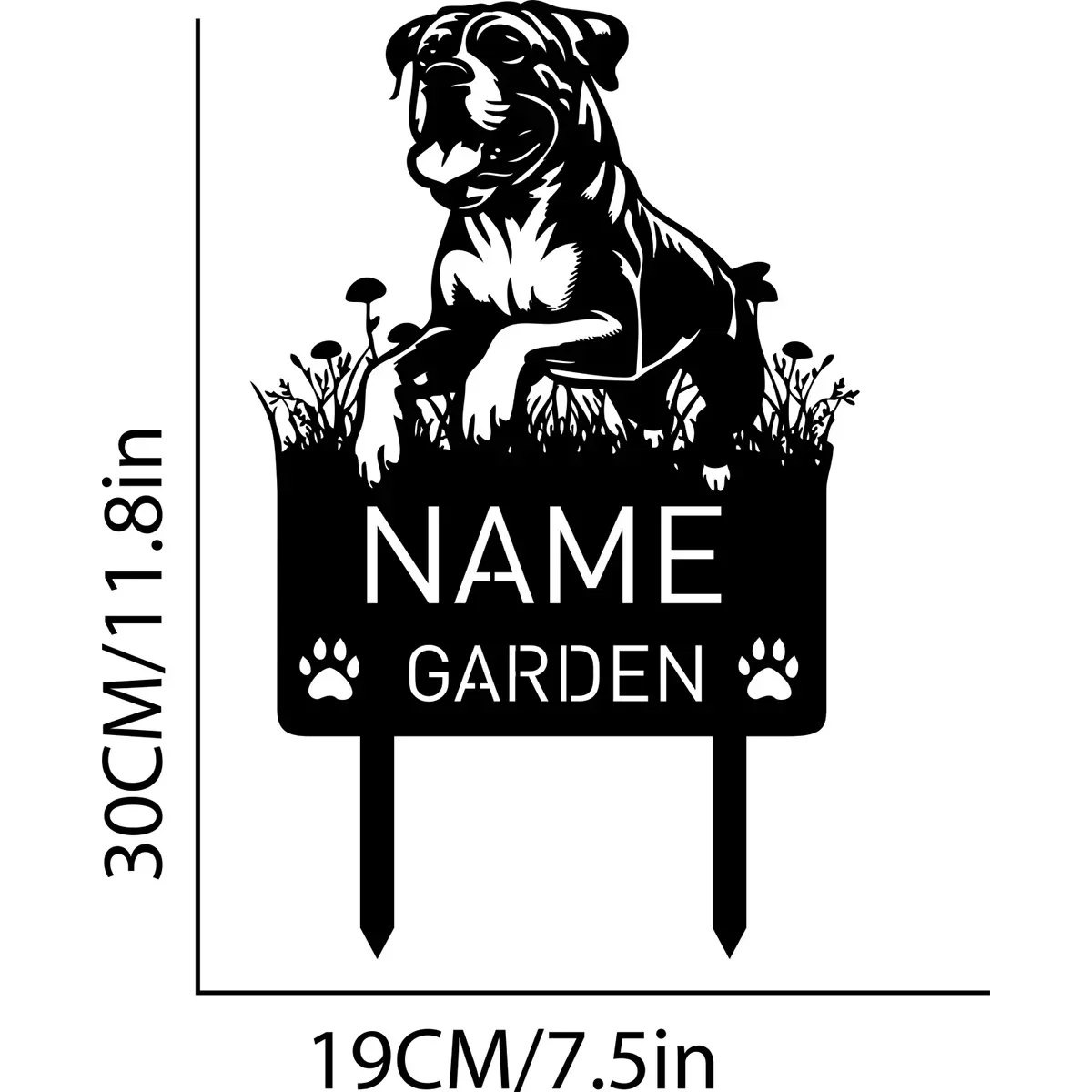 Custom Dogo Argentino Metal Memorial Garden Stake: A Loving Tribute, Ideal Personalized Name Sign for Your Lost Pet.