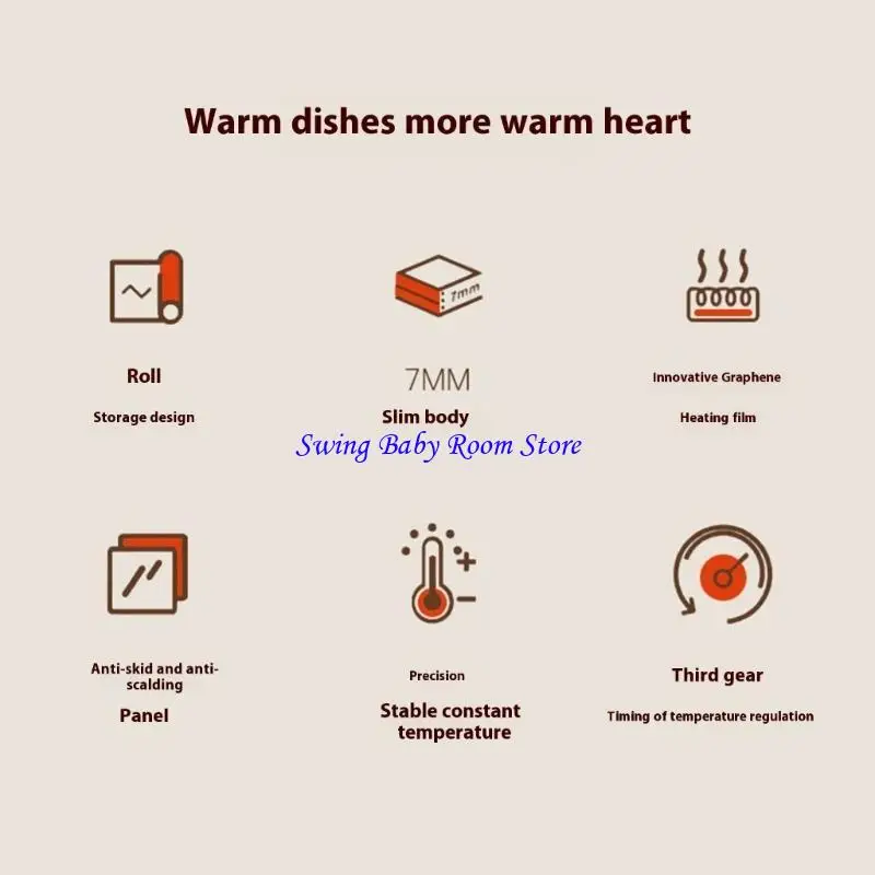 K1AD Dining Table Heating Pad Silicone Electric Heating Pad Convenient Heating Mats