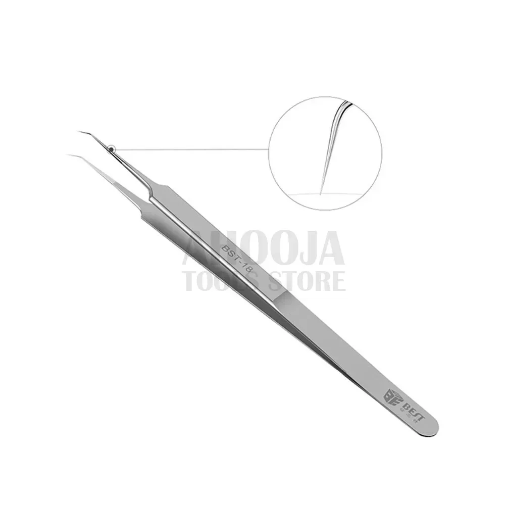 Imagem -02 - Precision Cotovelo Pinças para Microscópio Telefone Motherboard Manutenção Fingerprint Fly Linha Fixture Aço Inoxidável Bst18