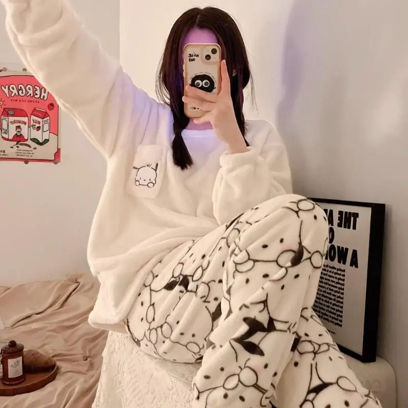 

Sanrios Girls Pajamas My Melody Cute Long Sleeve Thickened Home Clothing Print Fashion Creative Hot Selling Gift for Girlfriend