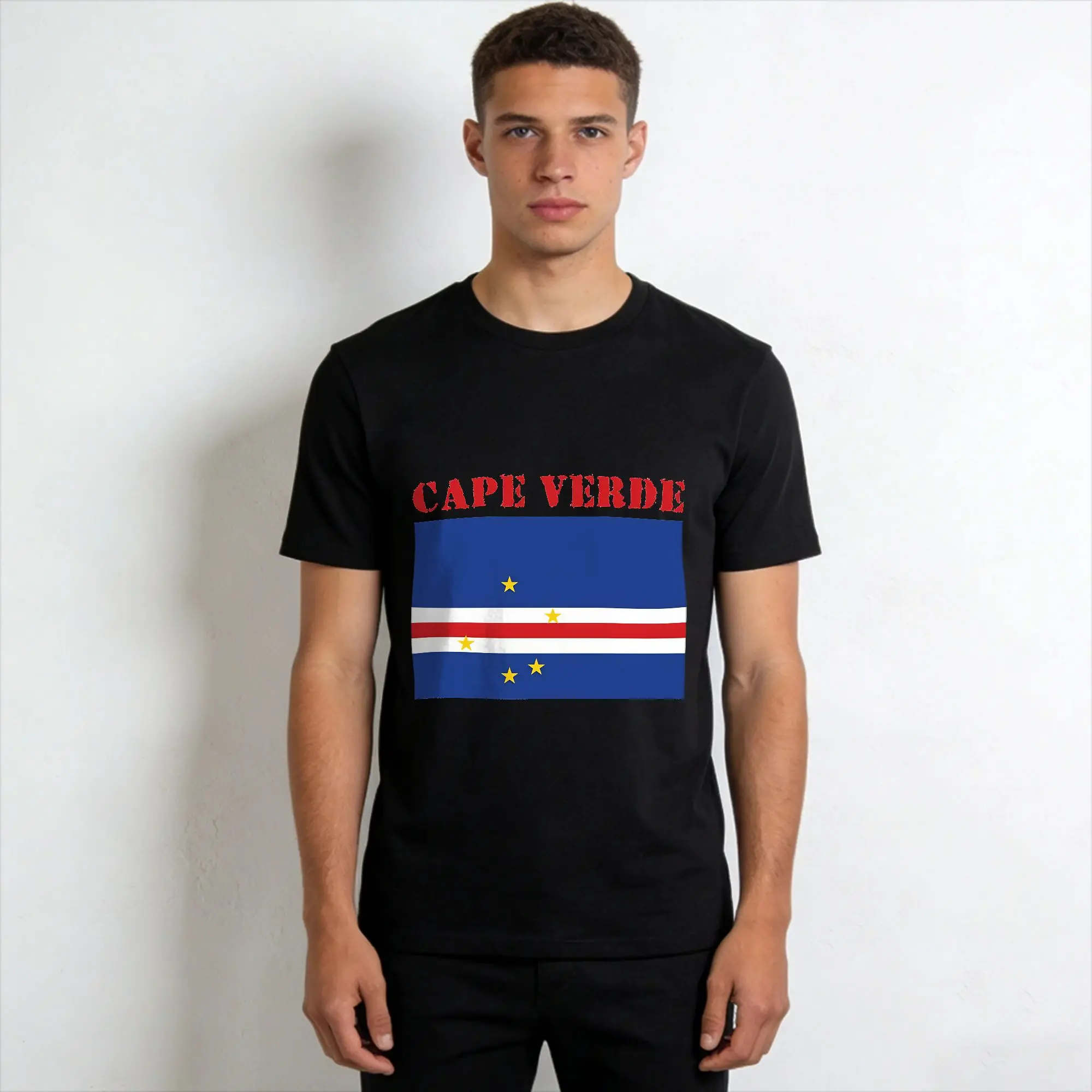 Men T-Shirt Cape Verde Flag  Novelty Cotton Tee Shirt Short Sleeve  T Shirt Crewneck Tops Plus Size