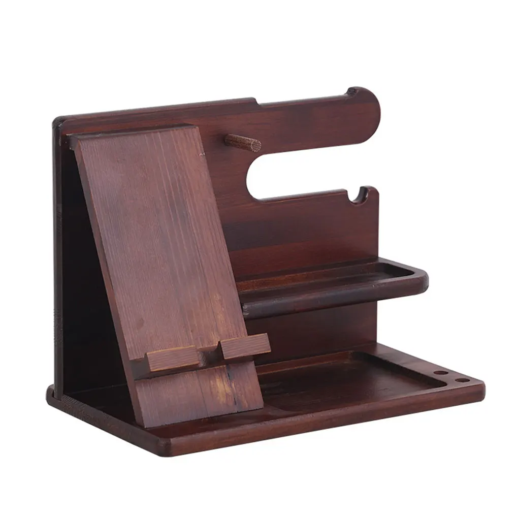 Wood Easy To Assemble Phone Holder Modern Desk Organizer Phone Docking Station Storage Rack