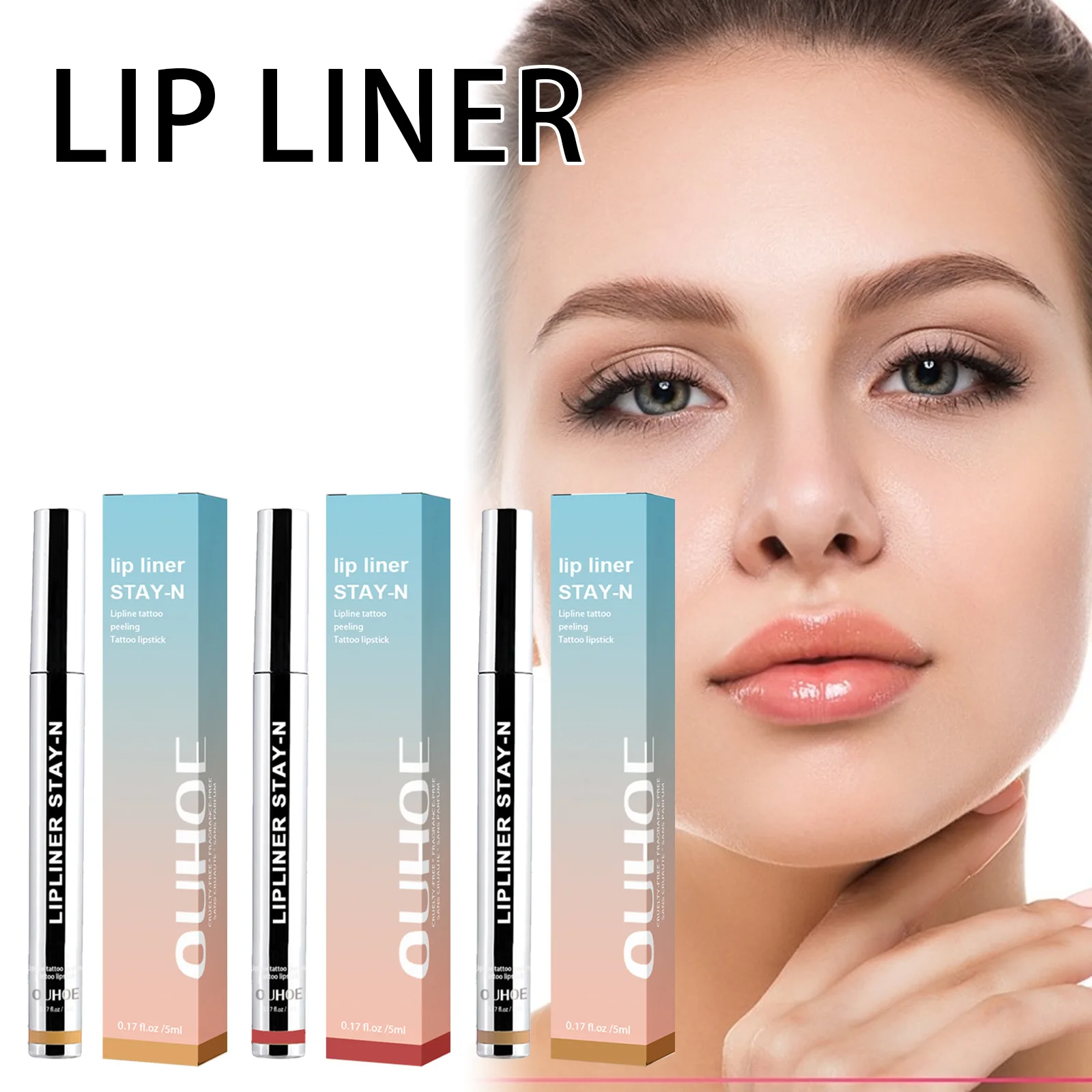 5ml 2 Colors Lipliner Plump Lips Display Lip Color Waterproof Lipliner Lady Charming Makeup Product For Women