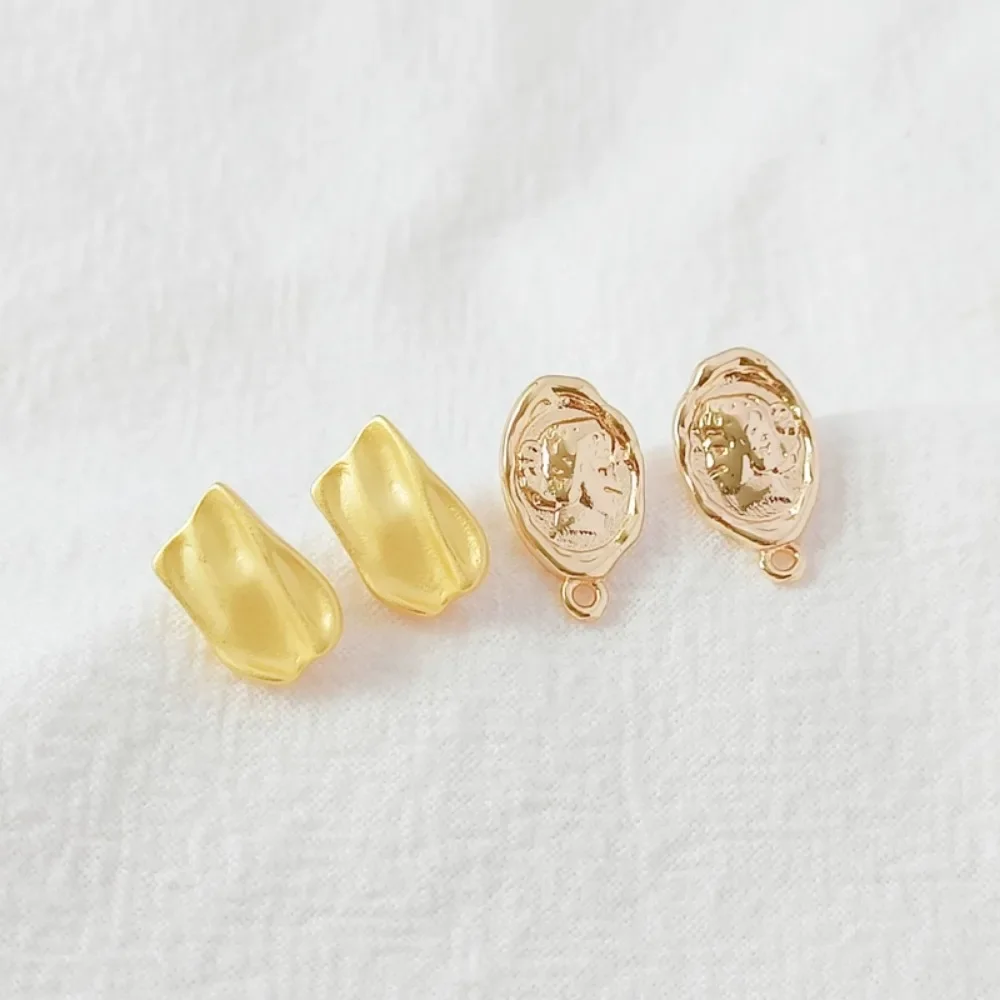 

14K Ancient-style Gold Accessories, Gold-plated Portrait Coins, Ear Needles, DIY Irregular Earrings, Earring Accessories