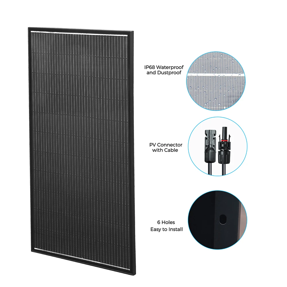 200 Watt Solar Panel Battery Charger Lightweight 18V Monocrystalline Module House Car RV Yacht Lights Pump Power Supply Camping
