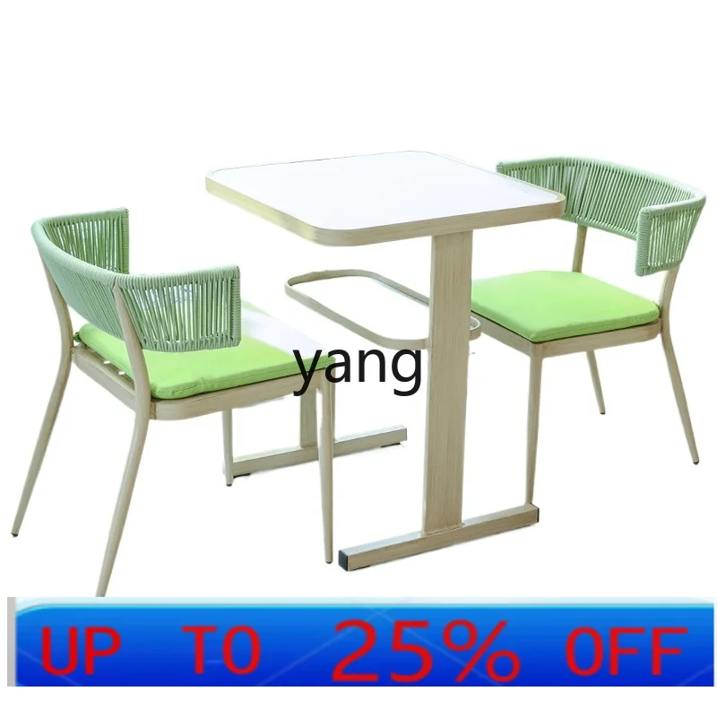 LH Balcony Reading Table and Chair Leisure Combination a Table and Two Chairs Green Minimalist Three-Piece Set