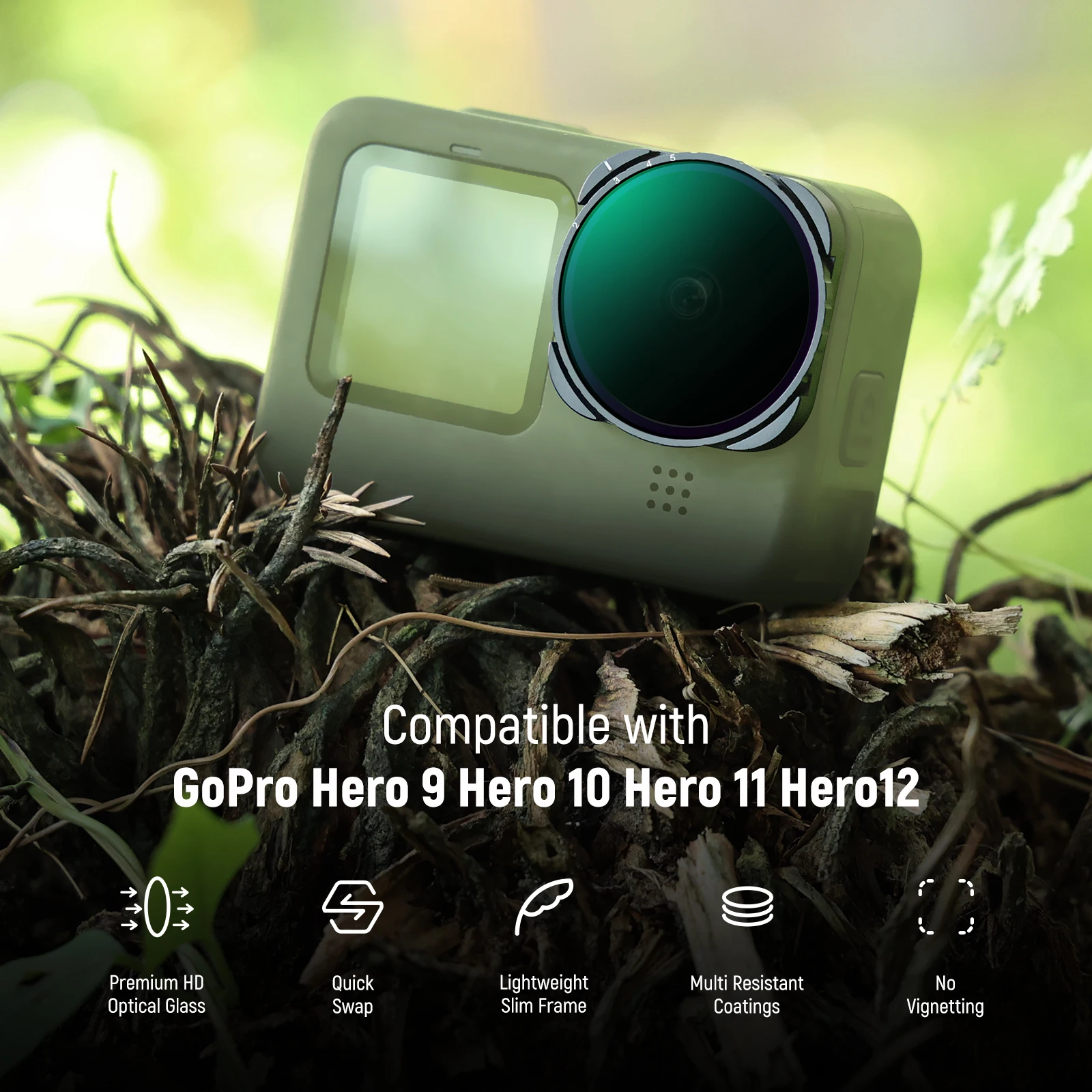 Nuevo filtro de ND4-ND32 Variable NEEWER 2-5 paradas filtro ND Variable con vidrio óptico HD multicapa para GoPro 9 10 11 12 13