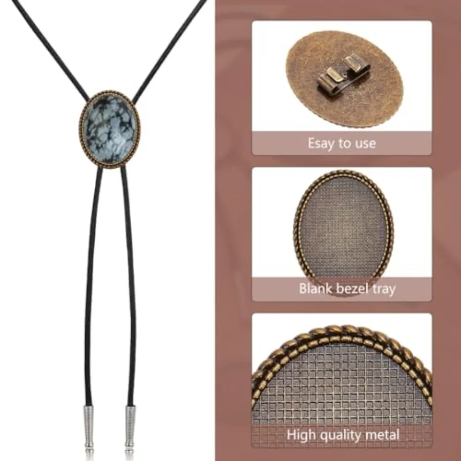 10 قطعة مشبك ربطة عنق بولو فارغ تصميم بيضاوي لمشاريع الحرف اليدوية ذاتية الصنع لمسة نهائية برونزية عتيقة متوافقة مع البقرة العتيقة المرصعة 30x40 مللي متر