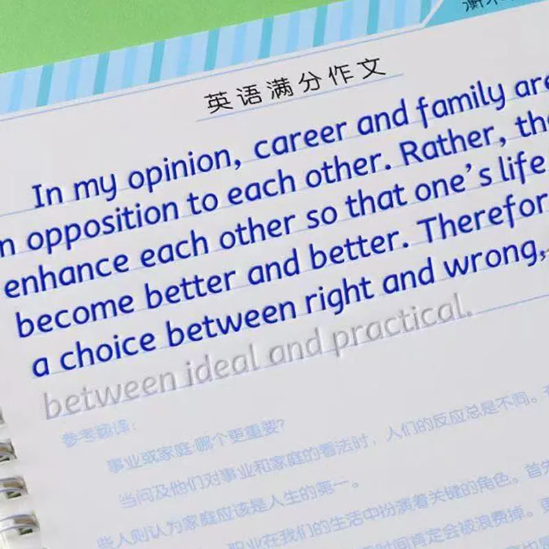 

3D Round English Reusable Groove Calligraphy Copybook Erasable pen Learn English Adults Art writing books School&Office supplise