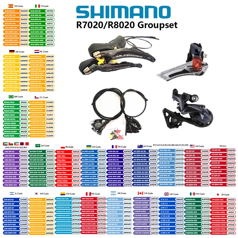 Shimano 105 R7020+R7070 / Ultegra R8020+R8070 11s Groupset R7020/R8020 Hydraulic Disc Brake For Road Bike R7000/R8000 FD RD