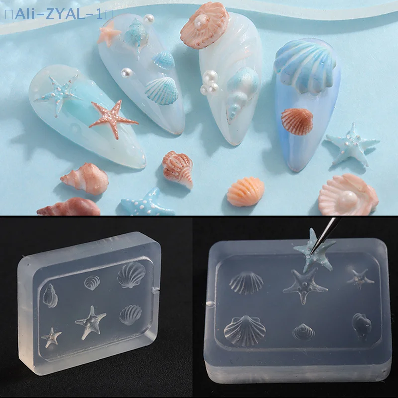 【ZYAL-1】Nail Art Zachte Siliconen Mal Shell Conch Mallen 3D Siliconen Gesneden Oceaan Stijl DIY Nail Design Sjabloon Nagel Accessoires