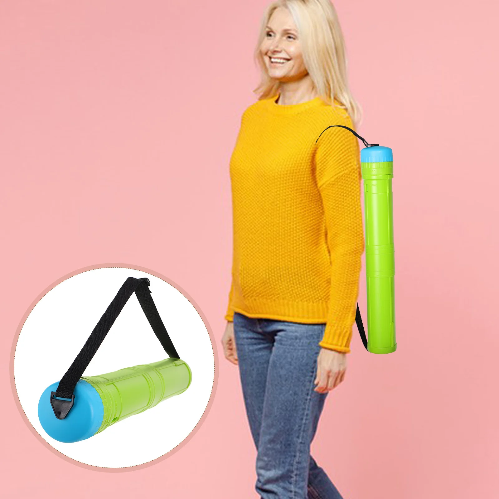 Rotating Extendable Poster Tube 42-76cm Two-Section Telescoping Document Carrying Case Art Storage Tube Poster Carrying Case