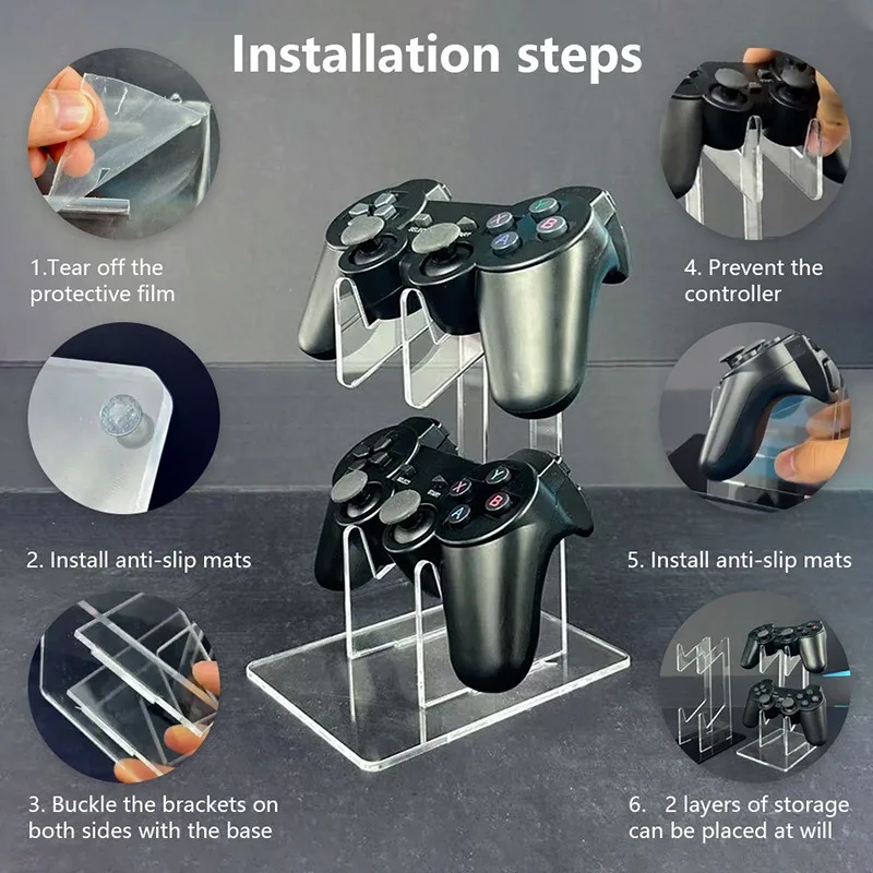 حامل وحدة تحكم ألعاب عالمي لجهاز Xbox Switch PS5 PS4 حامل قاعدة عرض مقبض اللعبة الشفاف لهاتف وحدة التحكم في الألعاب