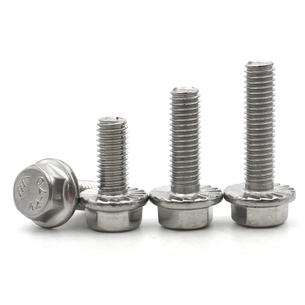 2/10pcs M5 M6 M8 M10 M12 A2-70 304 Stainless Steel GB5787 Externe Hex Hexagon Head with Serrated Flange Washer Screw Bolt