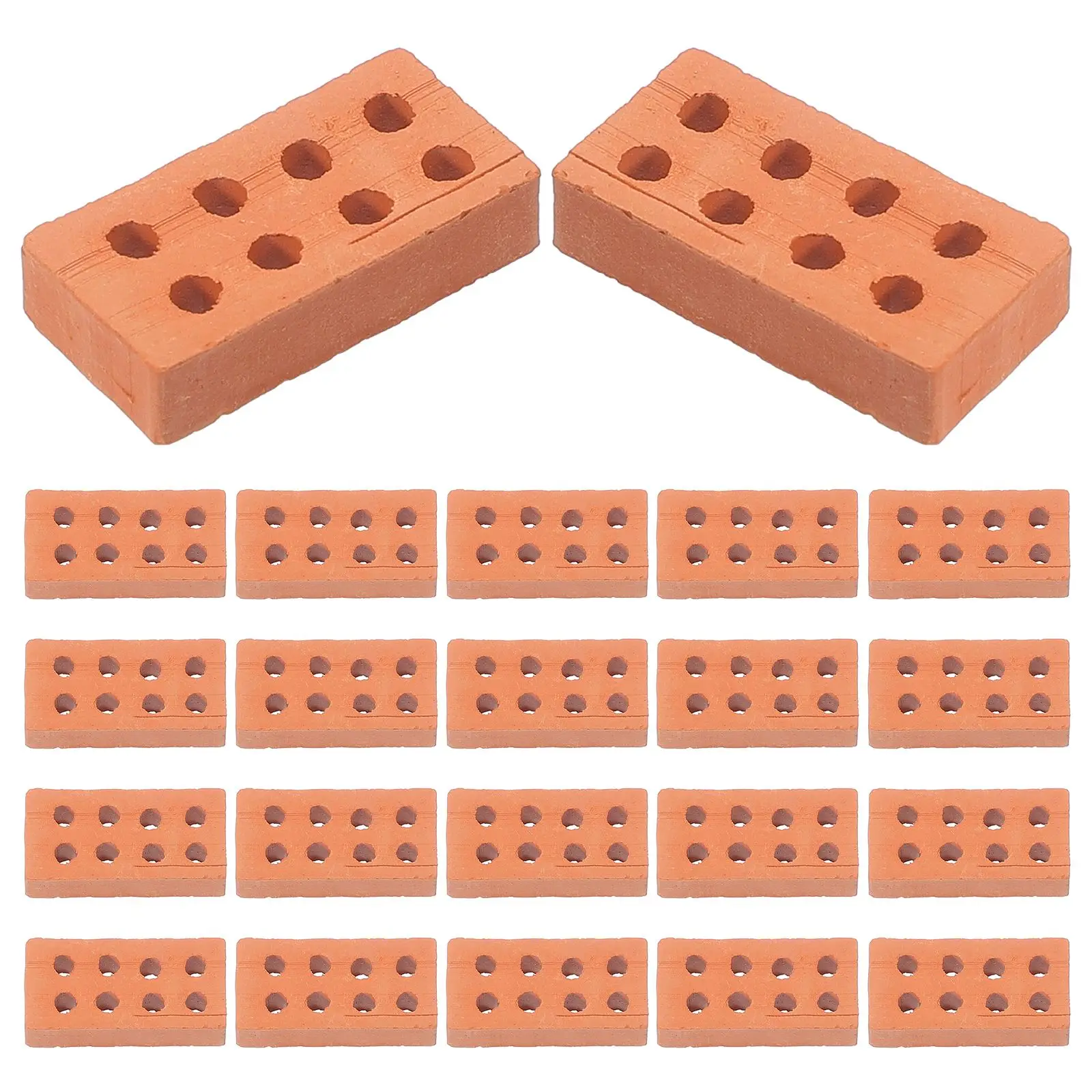 50Pcs DIY Miniature Brick Models Roof Tiles Model Building Set Red Miniature Tiles for DIY Landscape Kitchen Garden Decoration