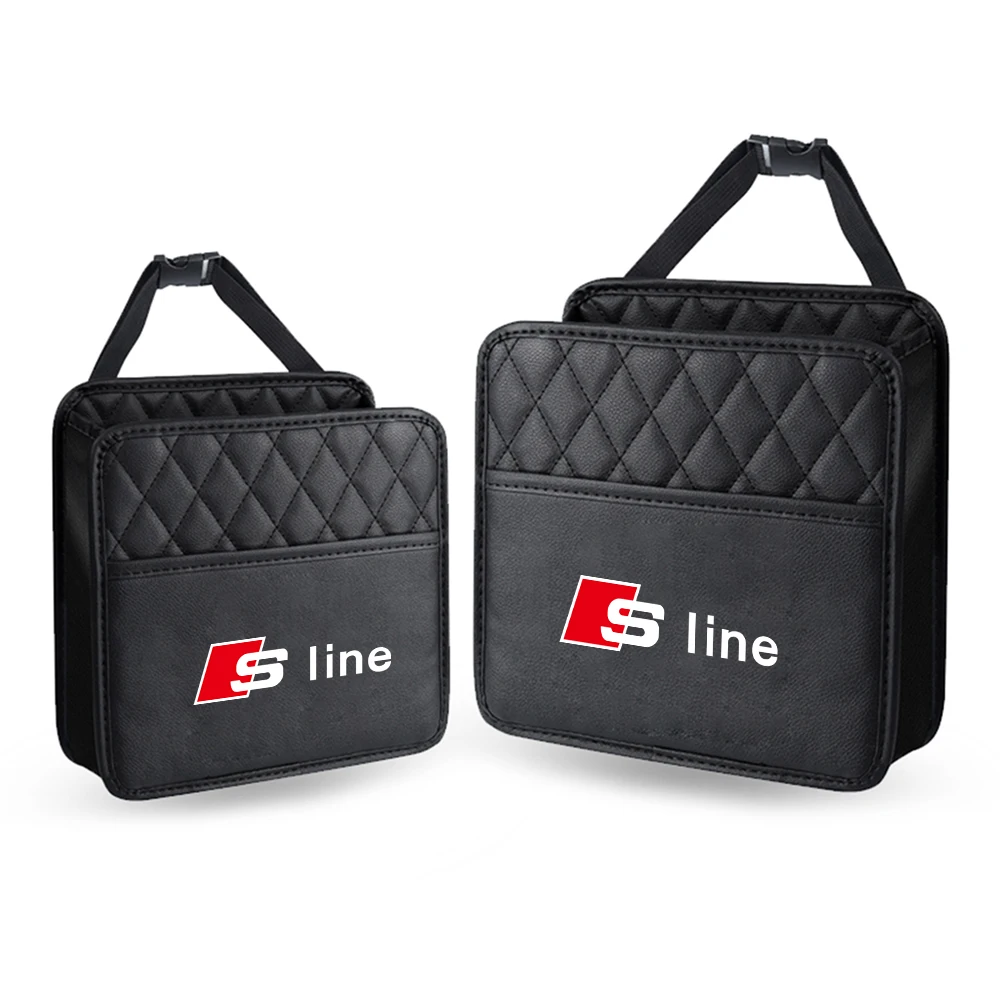 Car Backseat Storage Bag Phone Pocket Auto Back Seat Organizer Hanging Storage Pouch for AUDI SLINE Emblem Badge LOGO Accessorie