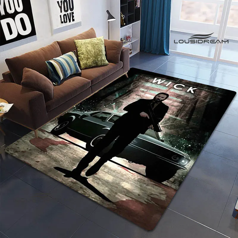 Movie John Wick printed carpet Non -slip carpet Yoga mat Outdoor carpet photography props kitchen mat area rug birthday gift