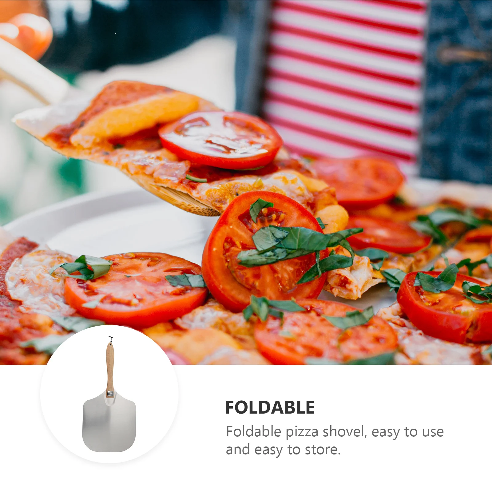 

1Pcs Pizza Spatula Foldable Detachable Wooden Handle Large Surface Pizza Transfer Peel Baking Paddle Steak Pancake Pie