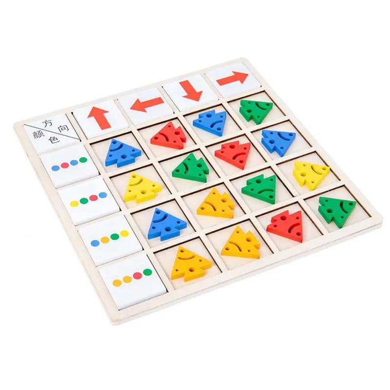 Direction Color Cognitive Wooden Board Game Parent-Child Interactive Training Learning Toy Entertaining Kids Educational Toys