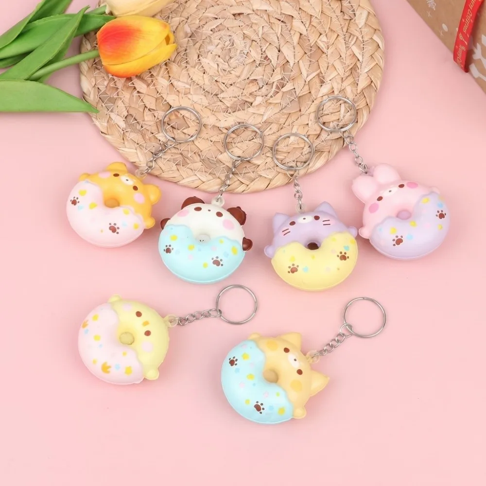 Slow Rebound Donut Slow Rebound Keyring Soft Material Cute Animal Design Donut Pendant Keychain PU Material Cartoon