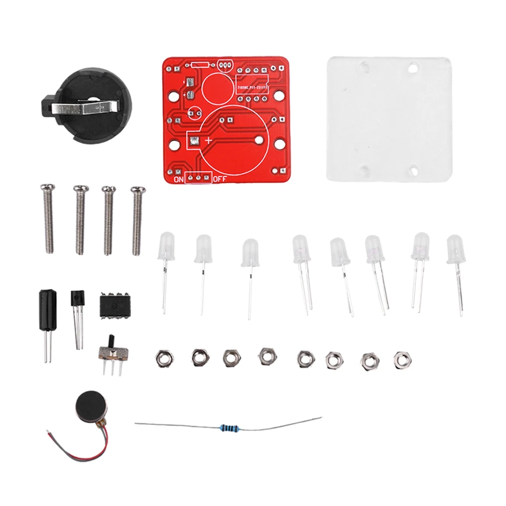 DIY Swing Shaking LED Dice Kit Diy Electronic Kits With Small Vibration Motor without Battery Green/Blue/Yellow LED
