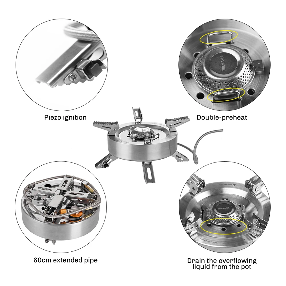 Quemador de Gas dividido Fire Maple Saturn, doble precalentador, cocina plegable, estufa de Gas para acampar al aire libre, estufa de Gas de alta