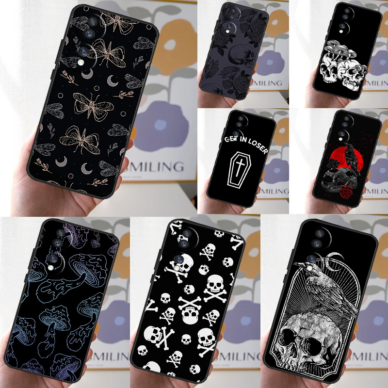 Skull Gothic Creepy Pastel Goth Cover For Honor Magic 6 Pro 5 Lite 10 50 70 90 Honor X8b X9b X7 X8 X9 X6a X7a X8a X9a Case