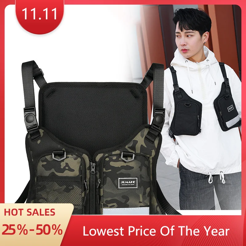 New Hip Hop Bags Men's Tactical Chest Bags Cool Streetwear Boy Chest Bag Outdoors Camouflage Vest Bags for Men Tactical Post Bag