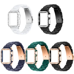 Resin Bracelet+Diamond Case For Apple Watch Band Series8 7 6 44mm 45mm 42mm Bands for iWatch SE 6 5 4 38mm 40mm 41mm band