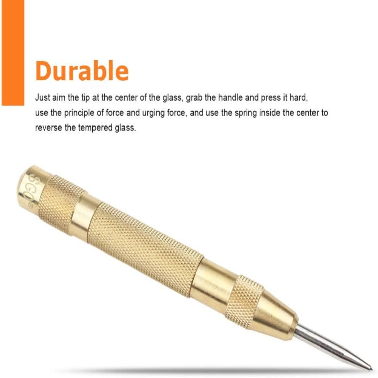 1Pc High Quality Efficient Spring Loaded Blue 5 Inch Automatic Center Pin Device - Easily Shattering Windows - Automatic Center