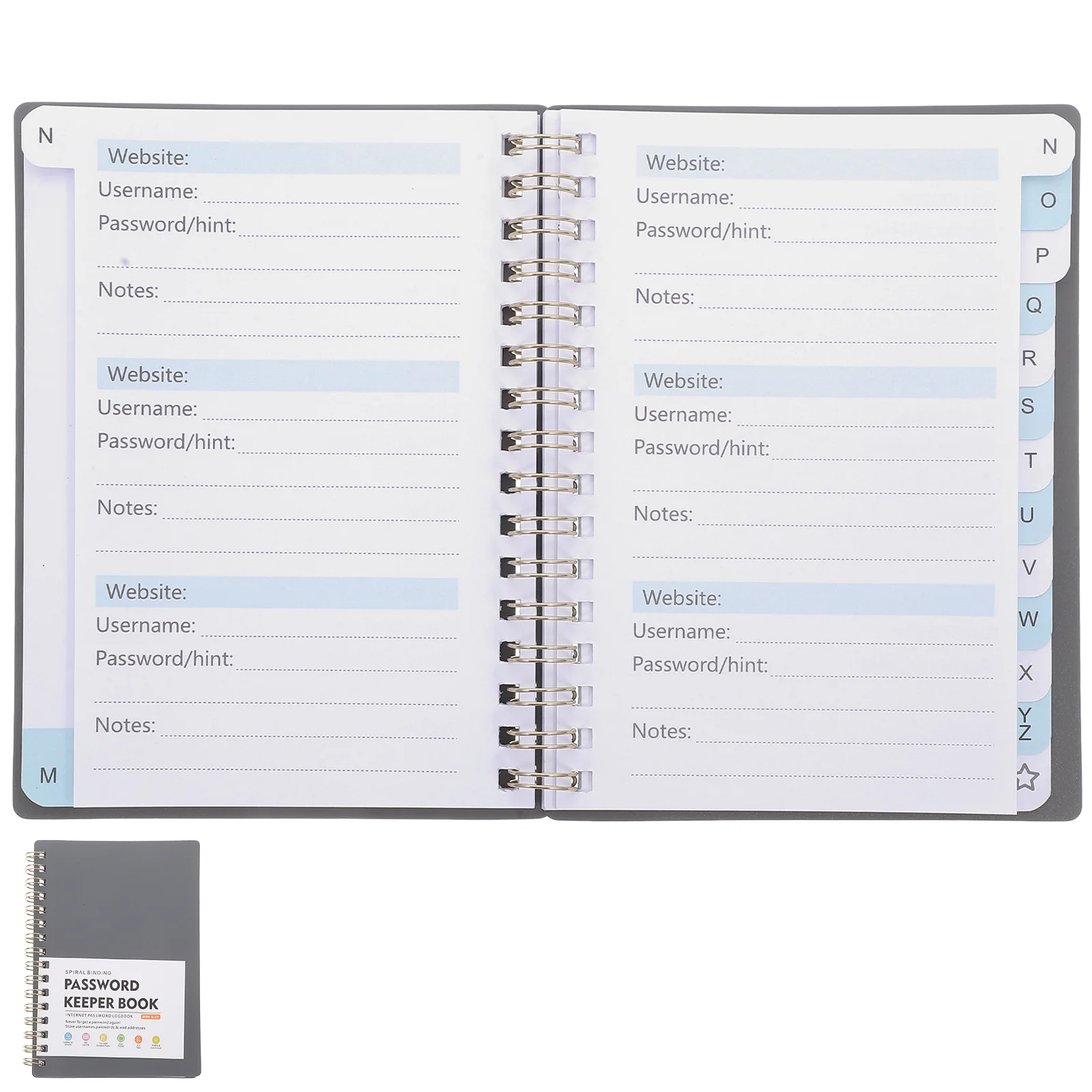 Password Book Websites Address Things to Do Notepad Notebook with Alphabetical Tabs Small for Log Convenient