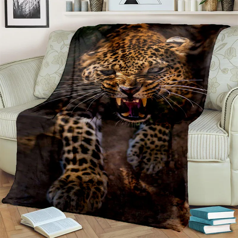 Beast Animal Leopard Cheetah Cartoon Blanket,Soft Throw Blanket for Home Bedroom Bed Sofa Picnic Travel Office Cover Blanket Kid