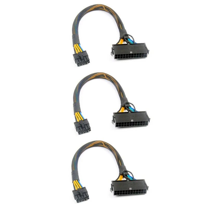 3X 24 Pin To 10 Pin ATX PSU Main Power Adapter Braided Sleeved Cable For IBM For Lenovo PC And Servers 12-Inch(30Cm)