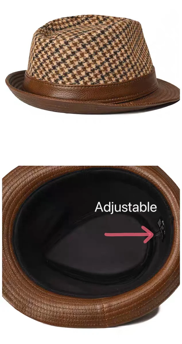 New Man High Quality Genuine Leather Cowhide Formal hat Gentleman Cow Skin Short Brim Black/Brown Top Hat Male Shows Gentleman