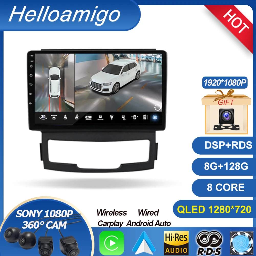 

for SsangYong Korando 3 Actyon 2 2010 - 2013 8G 128G 2 Din Android Car Radio Stereo Carplay Auto GPS Multimedia Player