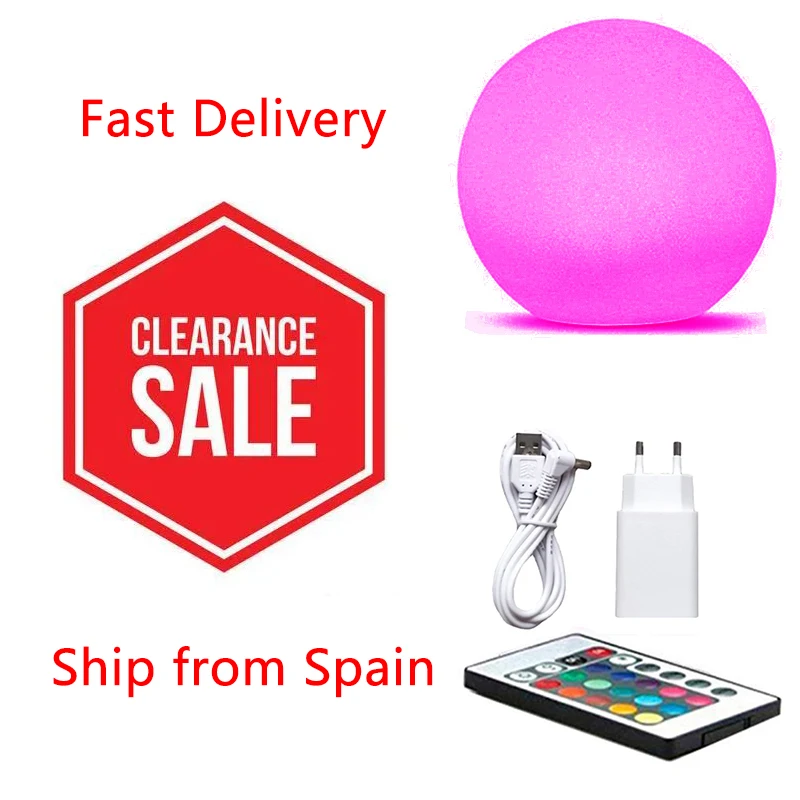 Rechargeable Remote Control LED Ball Night Lights Indoor Home Table Lamp Garden Lawn Wedding Party KTV Bar New Year Decoration