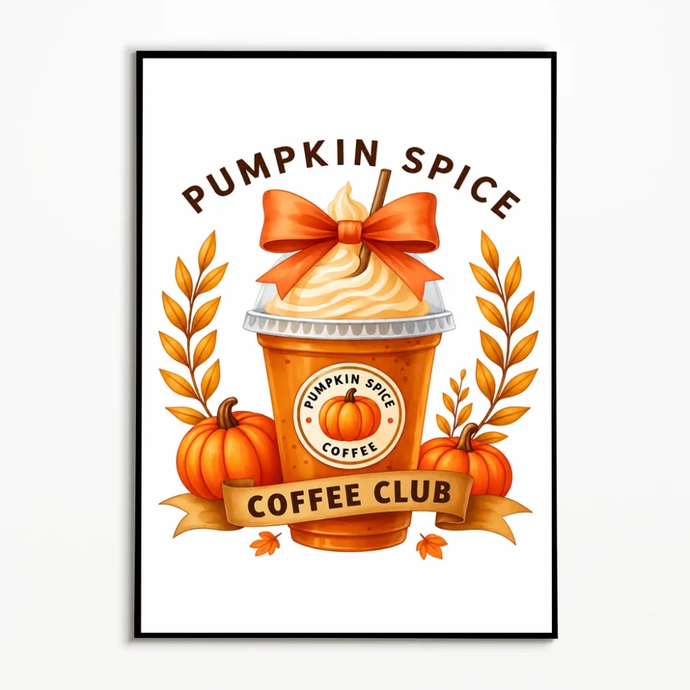 1PC Autumn Coffee Recipes Poster Thanksgiving Pumpkin Spice Wall Art  Vintage Halloween Canvas Printing Fall Gift Kitchen Dec