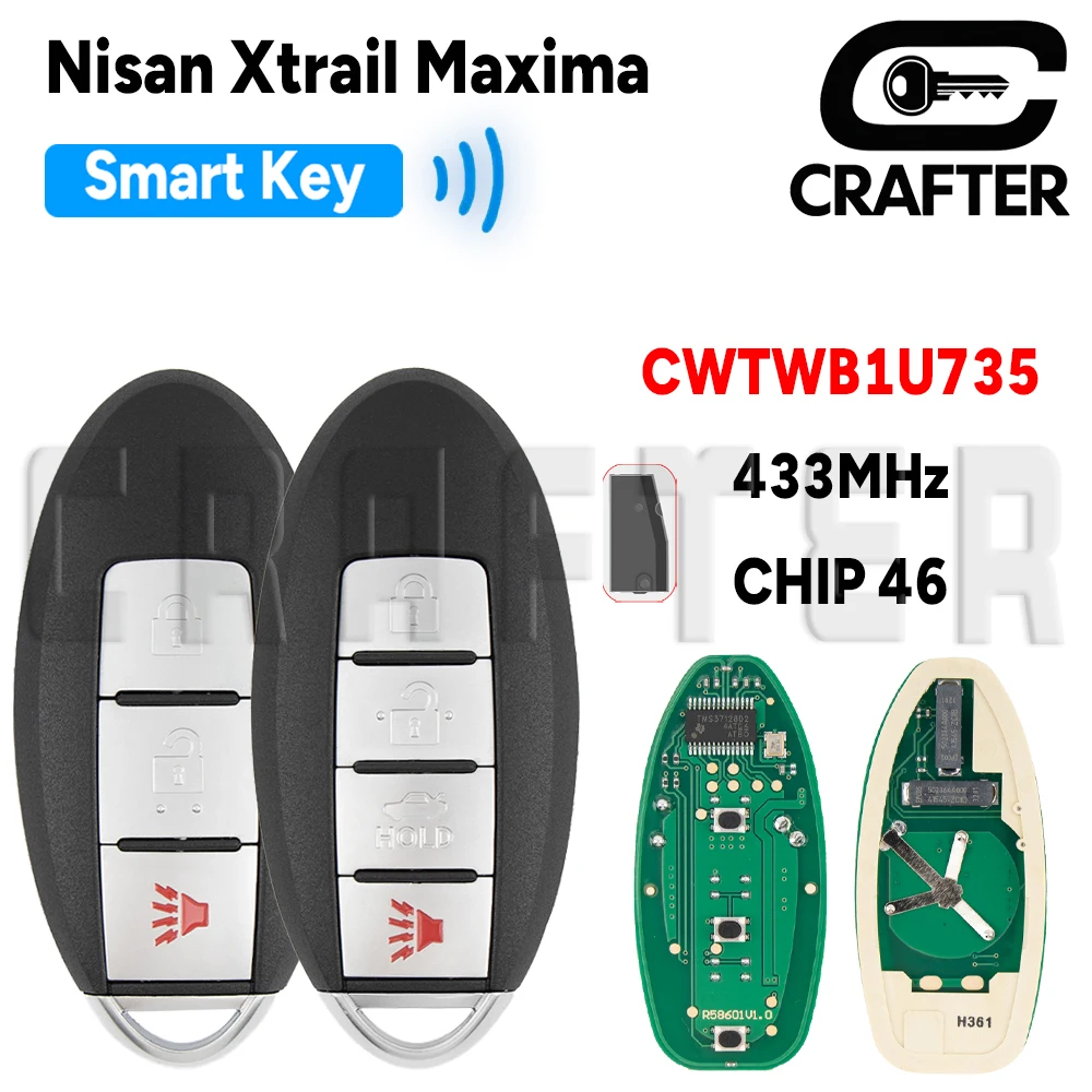 

Ключ Crafters CWTWB1U735 ЧИП 46 315 МГц Умный автомобильный ключ для технологии Armada Tiida Qashqai Altima Maxima Sentra Teana Xtrail