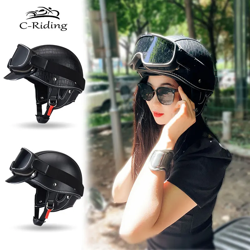 

Retro Half Helmet Vintage Motorcycle Helmet Motorbike Rainbow Scooter Safety Helmet Classic Pedal Helmet Casco Moto