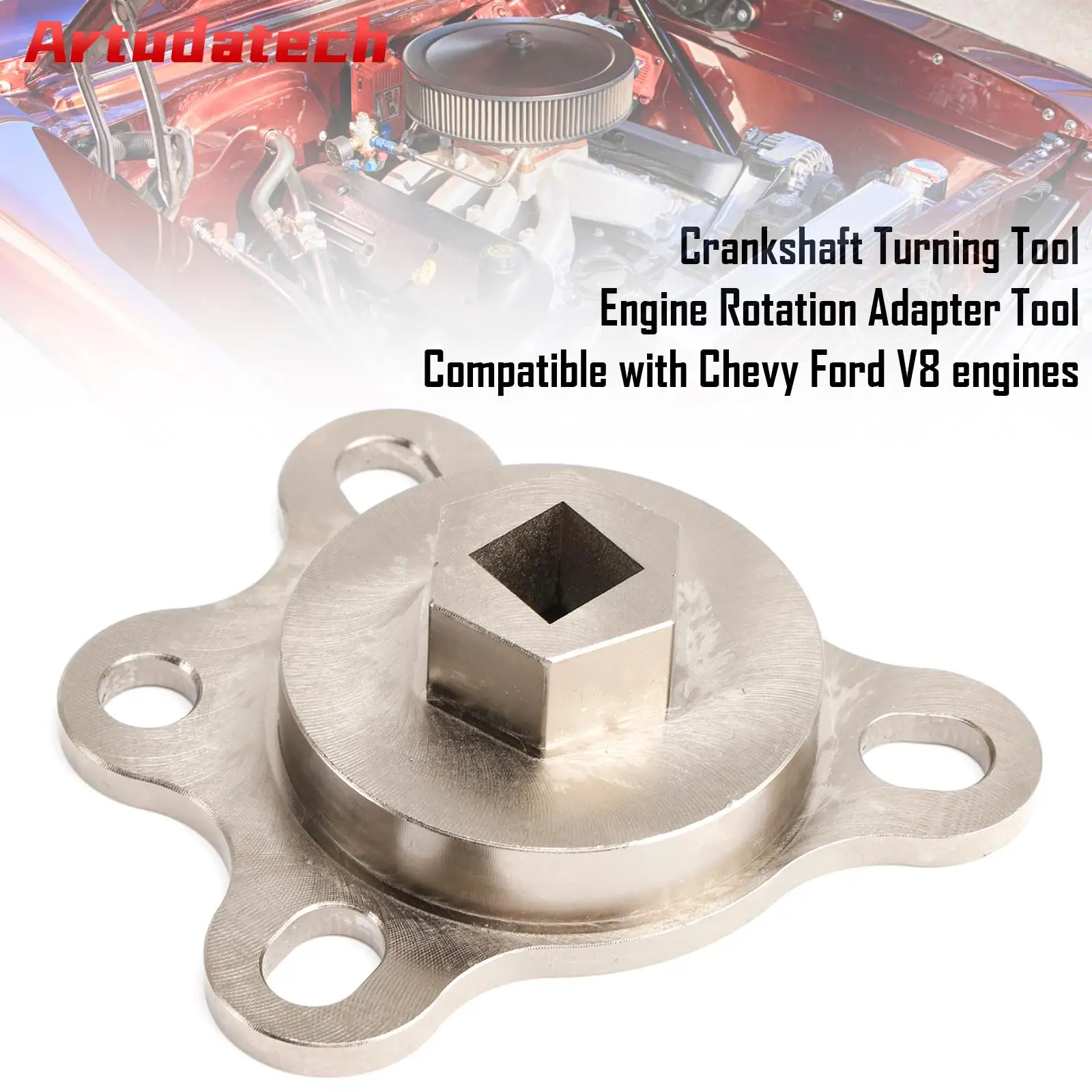 

Artudatech Crankshaft Turning Tool Engine Rotation Adapter Tool For Chevy Ford V8 engines Car Accessories