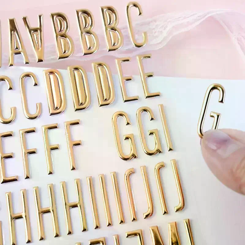 1/3 Sheets 3D Gold Letter Number Stickers Letters Stickers Self Adhesive Stickers For DIY Crafts Scrapbooking Decorative Decal