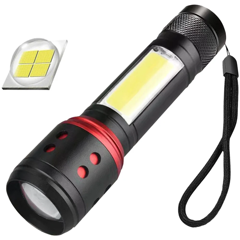 Zoomable Spotlight XHP50 Flashlight Camping Hiking USB Charging Port Built-in Lithium Battery Three Lighting Modes