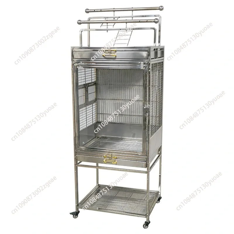 Клетка для птиц из нержавеющей стали 304, разделенная подставка, прозрачная декоративная серая клетка для попугая Eclectus, роскошная клетка для разведения виллы