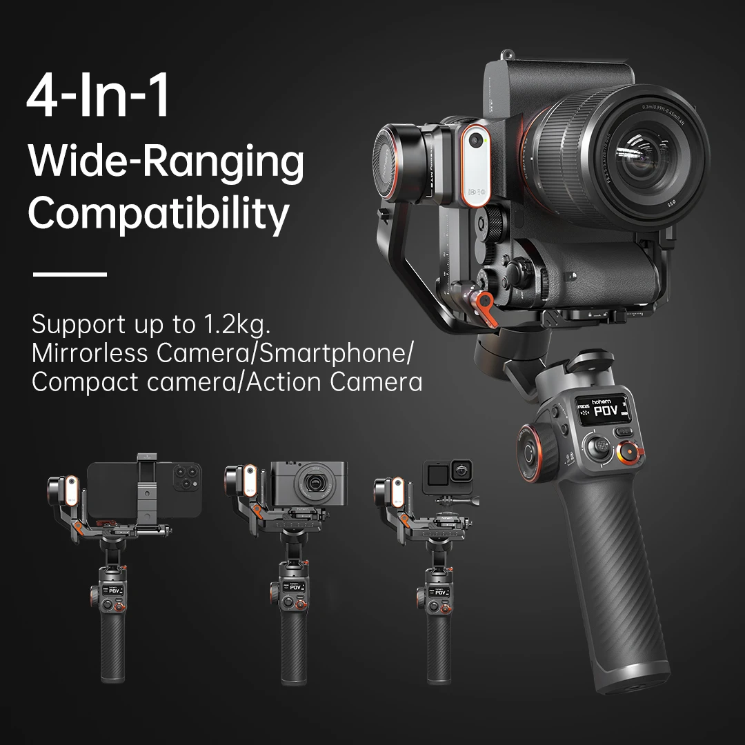 Hohem MT2 Kit for Mirrorless Camera Action Camre Smartphone, Stabilizer for Sony/Nikon/Canon Stands for photographic apparatus