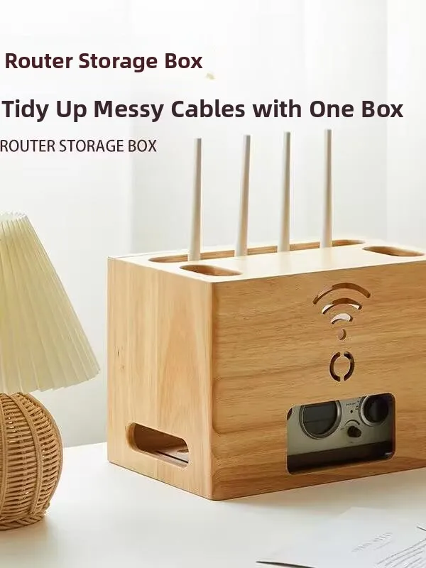 

Деревянный органайзер для Wi-Fi роутера и кабелей, настольный, для спальни, для скрытого хранения проводов, приставок, розеток, электропроводки