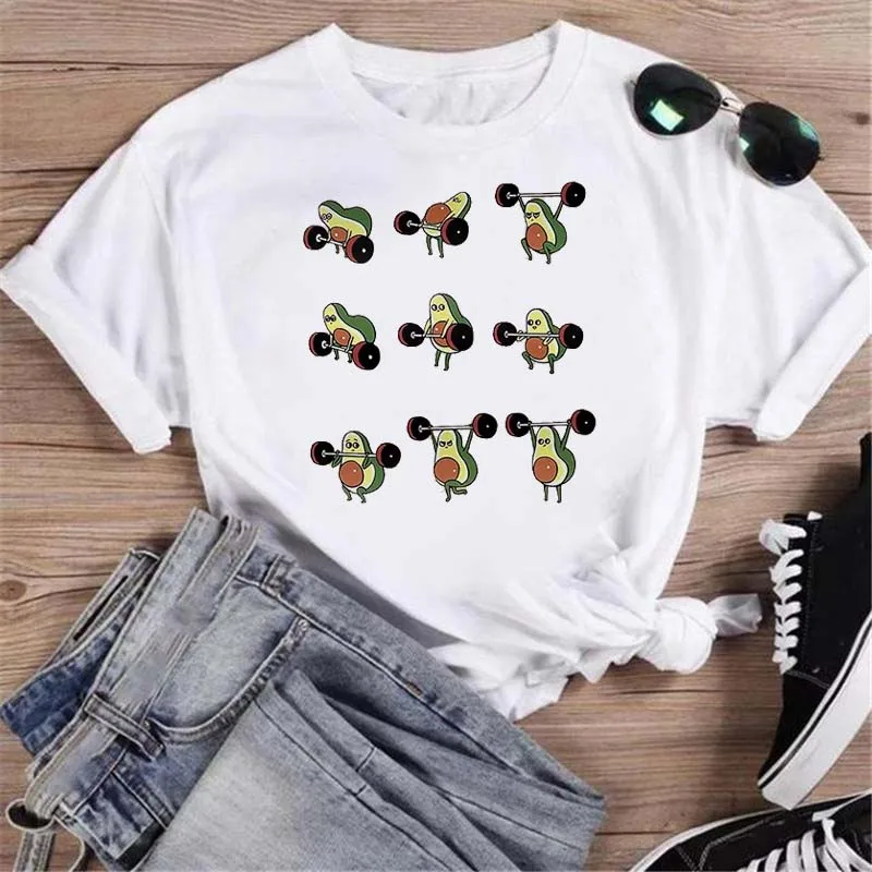 Women  New Avocado T-shirt Women Casual Short Sleeve Cartoon Graphic Tshirts Funnt Female Tops Tees Summer Women T-shirts Shirt