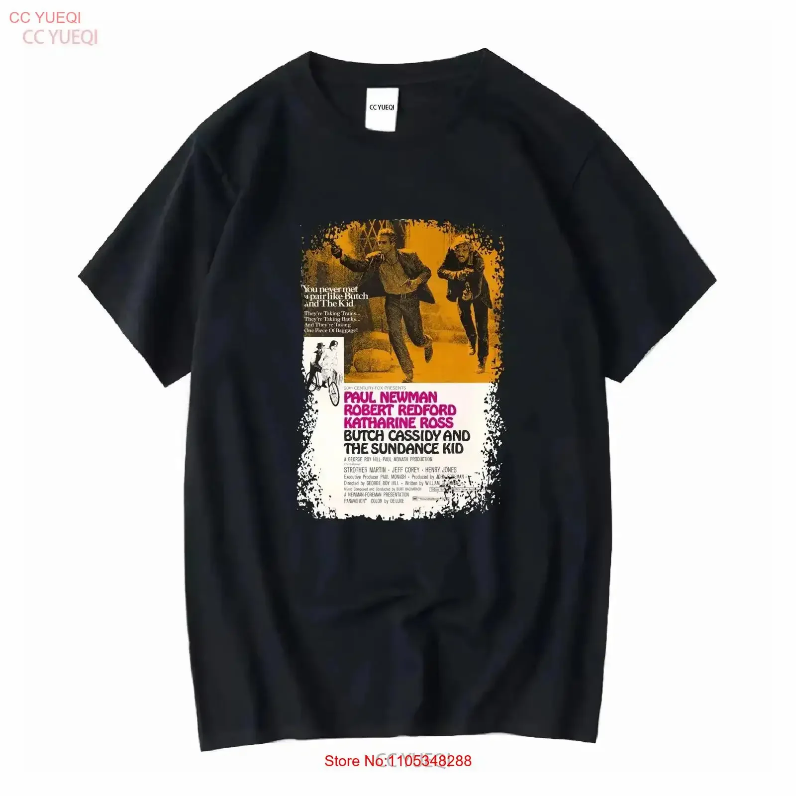 Butch Cassidy The Sundance Kid Western Movie Poster Black T Shirt vintage Washed Breathable Soft Casual vintage Washed Slightly