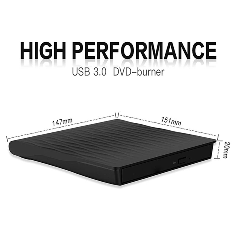 1 PCS USB3.0Dvd/Cd Burner External Mobile Notebook Type C External Optical Drive Black