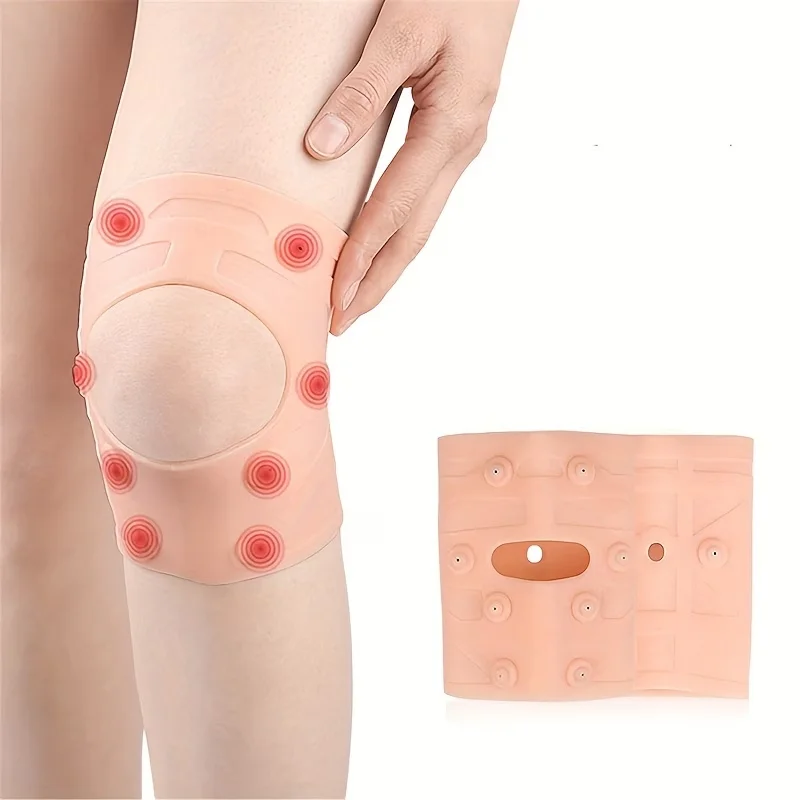 Magnetic Therapy Soothing Knee Brace (1 Long-Style Unit) -Silicone-Supported Compression Knee Brace with Open-Patella Stabilizer
